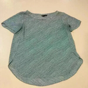 Banana Republic Blue & Ivory Short Sleeve Blouse Size Medium Size Medium Petite